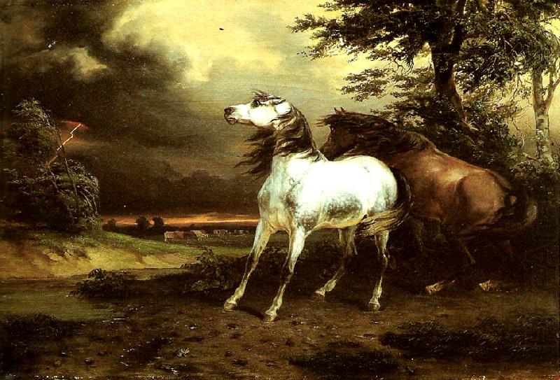 chevaux effrayes par l'orage, carle vernet